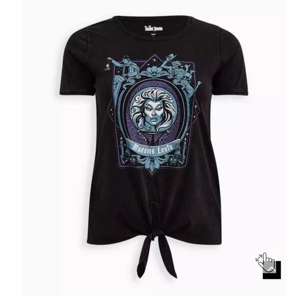 Torrid 3 (3X) Disney Haunted Mansion Madame Leota Tie Front Punk Gothic T Shirt - Picture 2 of 4
